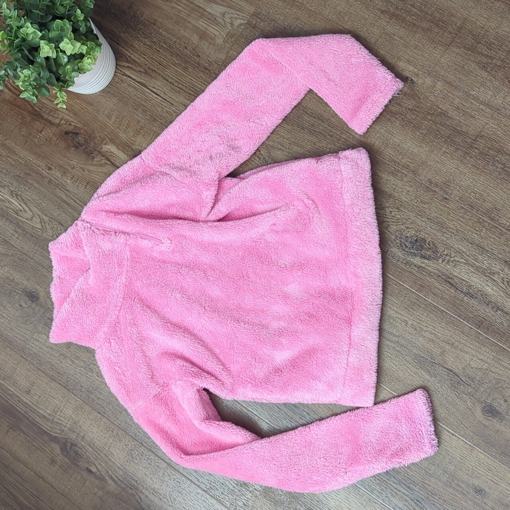 Pink Fluffy Jacket with Side Zipper